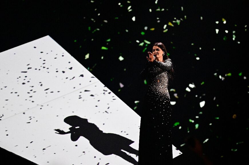 Latvia's Atvara had a monochrome theme for her performance of 'Ena'