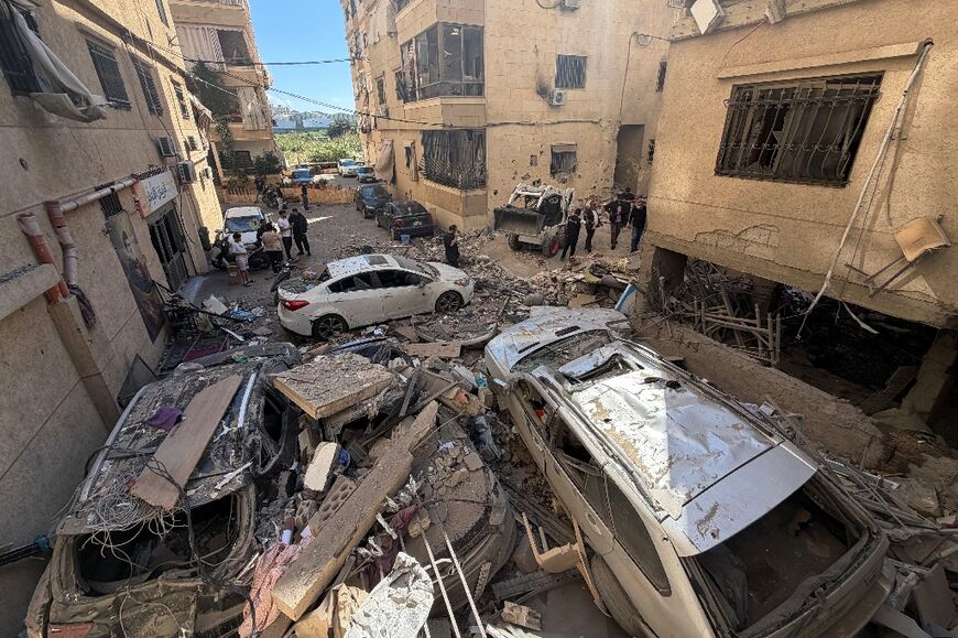 Aftermath of the Israeli airstrike in the Choueifat area south of Beirut