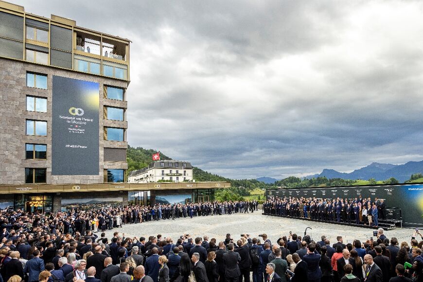 Leaders joined Ukrainian President Volodymyr Zelensky for a group photograph during the Summit on Peace in Ukraine, held in June 2024