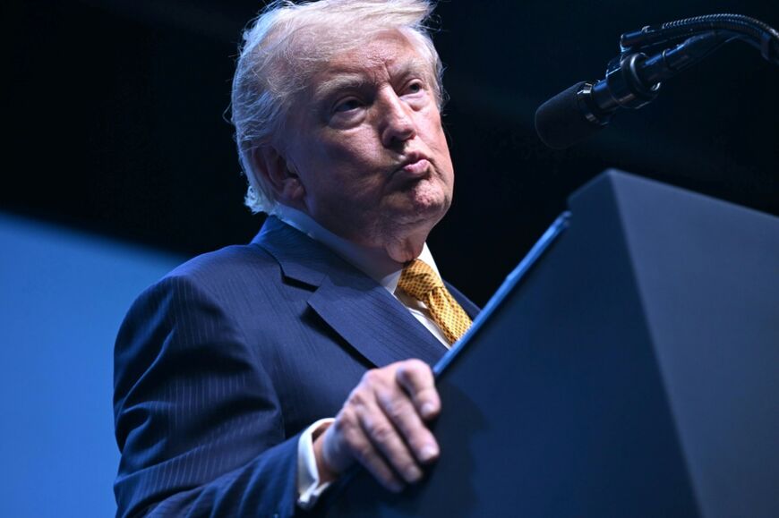 US President Donald Trump speaks to the press during a NATO summit in Ankara