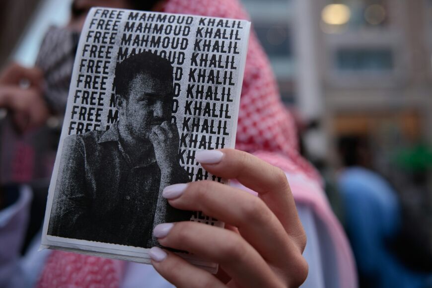 Protesters in New York called for Mahmoud Khalil's release after his detention in 2025