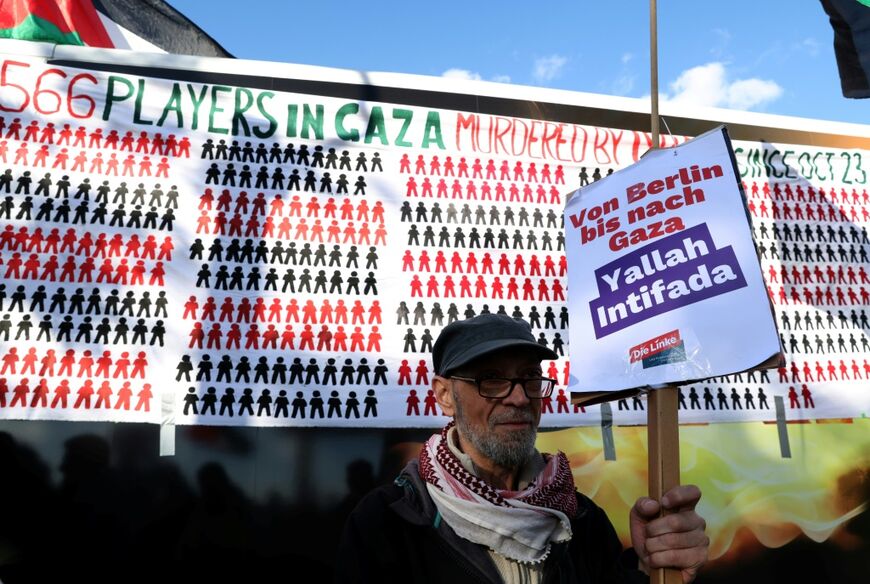 Many protesters called out Germany's arms exports to Israel