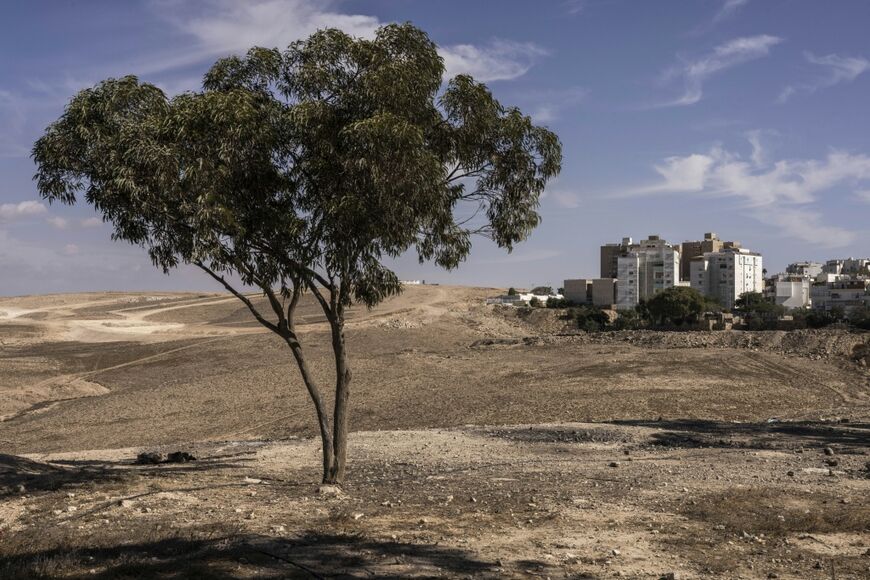 This photograph shows residential buildings in Arad on October 2, 2026. Ultra-Orthodox Jews account for around 40 percent of the city's residents.