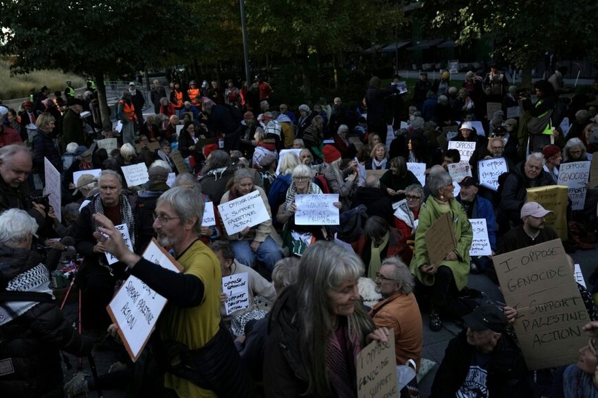 Palestine Action protest outside the US Embassy in London on Saturday