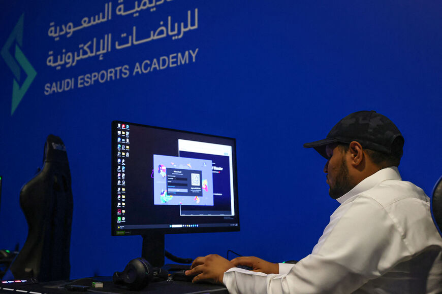A Saudi trainee attends a training course at the Saudi Esport Academy in Riyadh on August 29, 2023. Saudi Arabia has made no secret of its passion for gaming and eSports, which is believed to come from the very top, with Crown Prince Mohammed bin Salman said to be an avid Call of Duty player. Last year, the 38-year-old de facto ruler announced a $38 billion investment strategy for the oil-rich Gulf kingdom's Savvy Games Group, owned by the deep-pocketed Public Investment Fund. (Photo by Fayez Nureldine / AF
