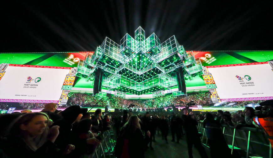General atmosphere and light shows as music fans attend the MDLBeast Soundstorm 2024 festival on 12th December, 2024 in Riyadh, Kingdom of Saudi Arabia. The kingdom is celebrating having been awarded the awarded the FIFA World Cup 2034. (Photo by Jorge Ferrari/Saudi Arabian Football Federation via Getty Images)