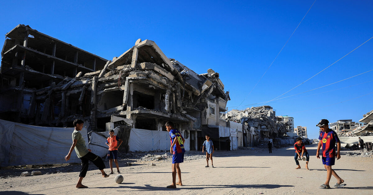 Gazans displaced by war watch World Cup from the ruins