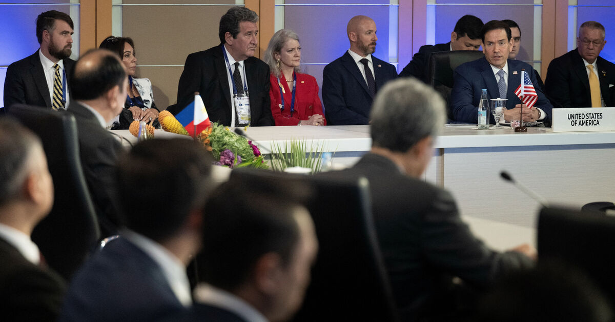 U.S. Secretary of State Marco Rubio makes an opening statement during the ASEAN Post-Ministerial Conference with the U.S. on the sidelines of the Association of Southeast Asian Nations (ASEAN) Foreign Ministers' Meeting in Pasay, Metro Manila, July 22, 2026. BRENDAN SMIALOWSKI/Pool via REUTERS