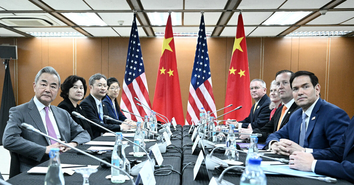 US Secretary of State Marco Rubio takes part in a bilateral meeting with China's Foreign Minister Wang Yi on the sidelines of the Association of Southeast Asian Nations (ASEAN) Foreign Ministers' Meeting in Pasay, Metro Manila on July 22, 2026. BRENDAN SMIALOWSKI/Pool via REUTERS
