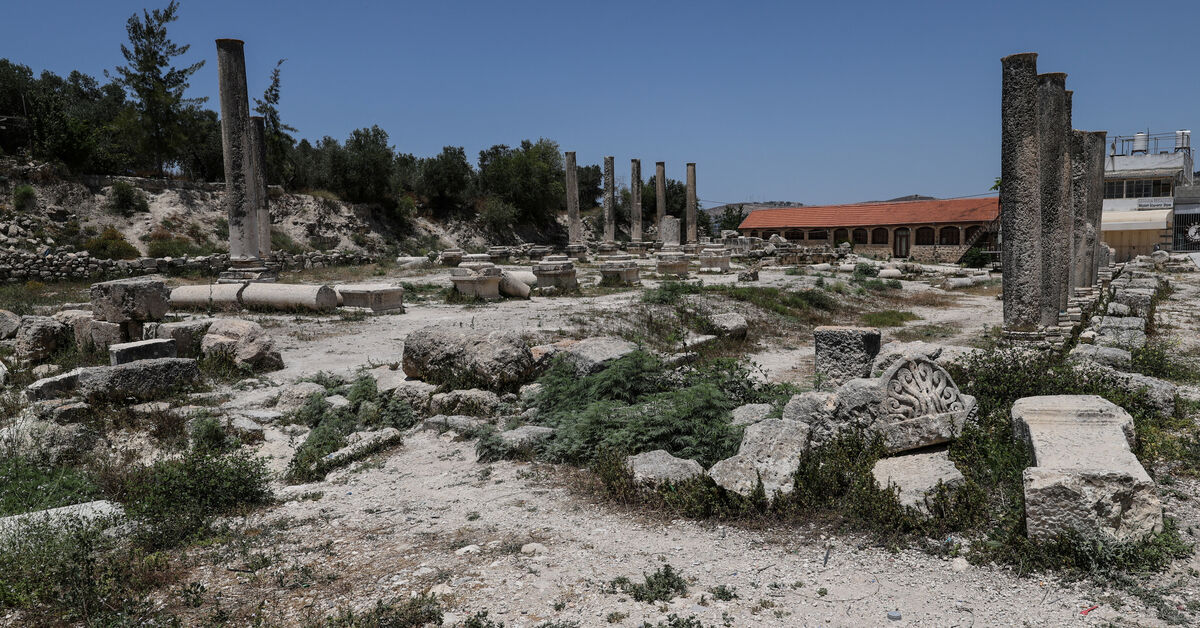 Pillars and archaeological remains in the ancient village of Sebastia, near Nablus in the Israeli-occupied West Bank, June 4, 2026. REUTERS/Ammar Awad