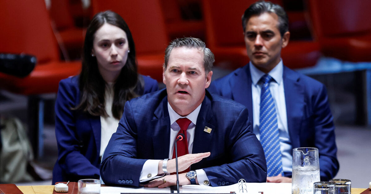 FILE PHOTO: U.S. Ambassador to the United Nations Mike Waltz addresses a United Nations Security Council meeting on the situation in the Middle East, at the United Nations headquarters, in New York City, U.S., June 29, 2026. REUTERS/Eduardo Munoz/ File Photo