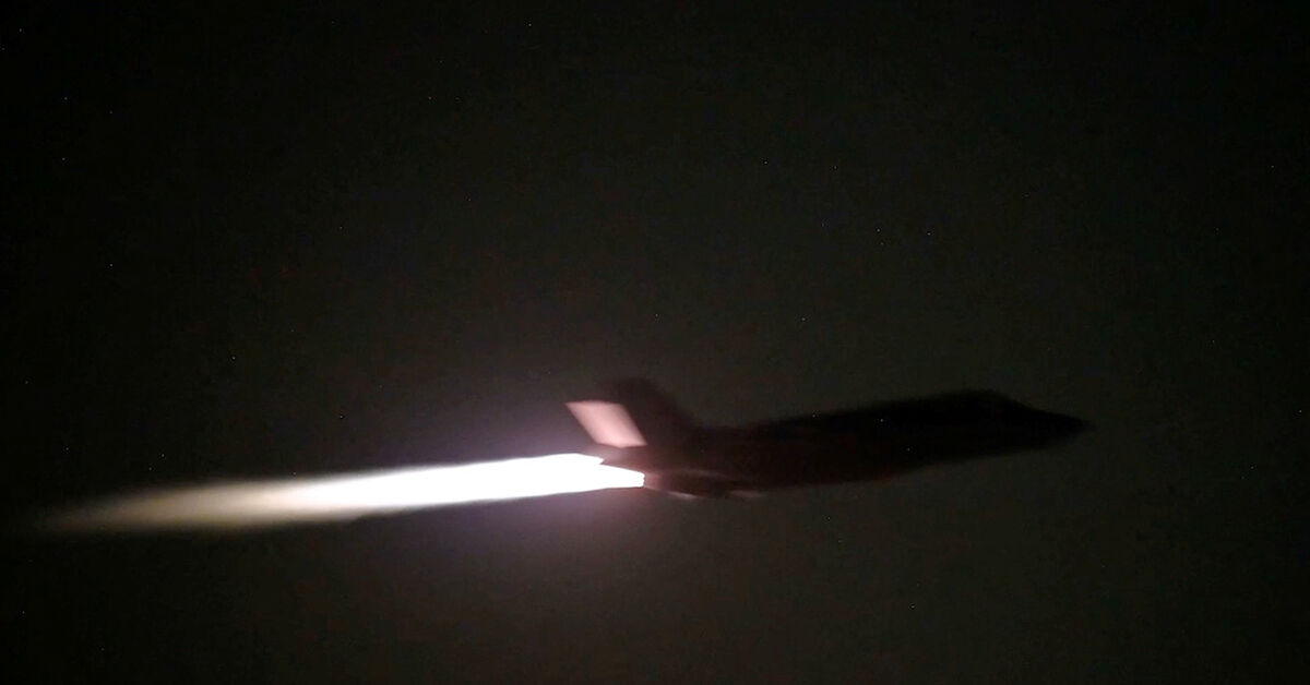 FILE PHOTO: A U.S. military aircraft flies at an unknown location, during what U.S. Central Command (CENTCOM) says are strikes on Iran, in this screengrab taken from a handout video released on July 20, 2026. U.S. Central Command/Handout via REUTERS/File Photo
