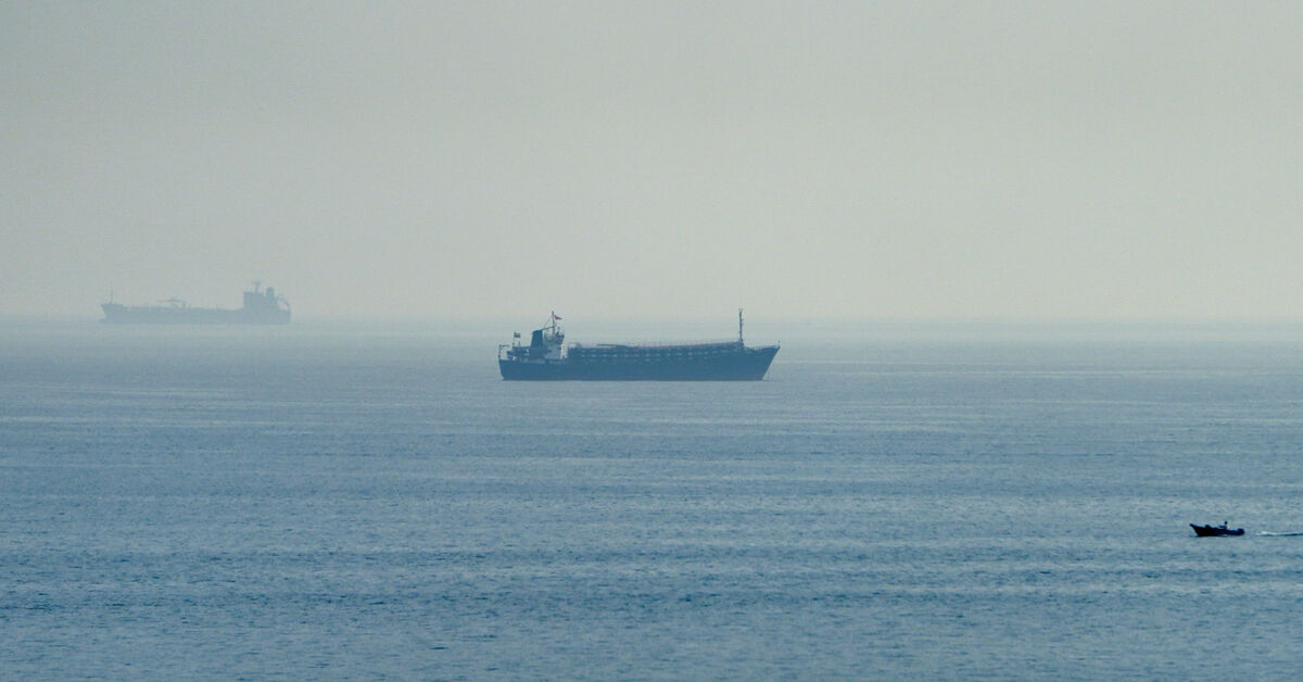 Vessels in the Strait of Hormuz, as seen from Musandam, Oman, July 31, 2026. REUTERS/Stringer