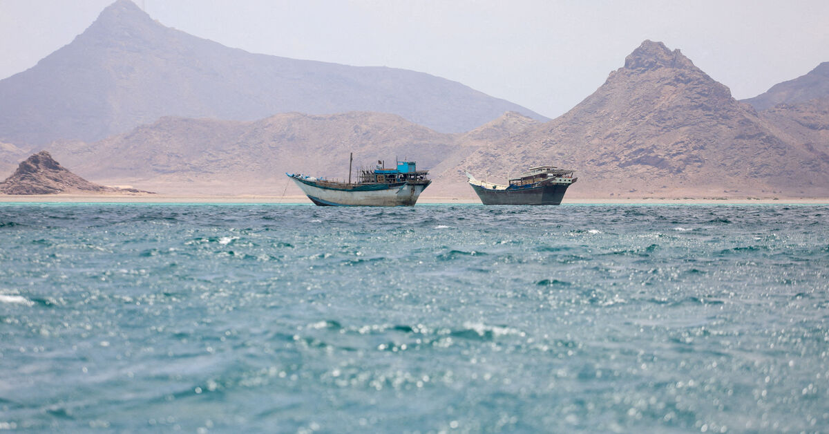 FILE PHOTO: Boats float near the coast of Bab el-Mandeb, Yemen, April 2, 2026. REUTERS/File Photo