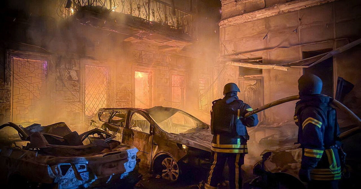 Rescuers work at a site of apartment buildings damaged during a Russian missile and drone strike, amid Russia's attack on Ukraine, in Odesa, Ukraine, in this handout picture released August 9, 2026. Press service of the State Emergency Service of Ukraine in Odesa region/Handout via REUTERS