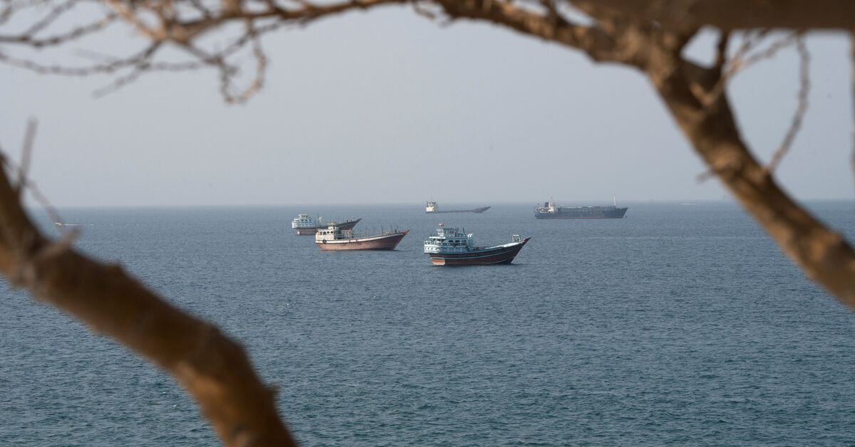 Vessels near the Strait of Hormuz, as seen from Musandam, Oman, August 17, 2026. REUTERS/Stringer