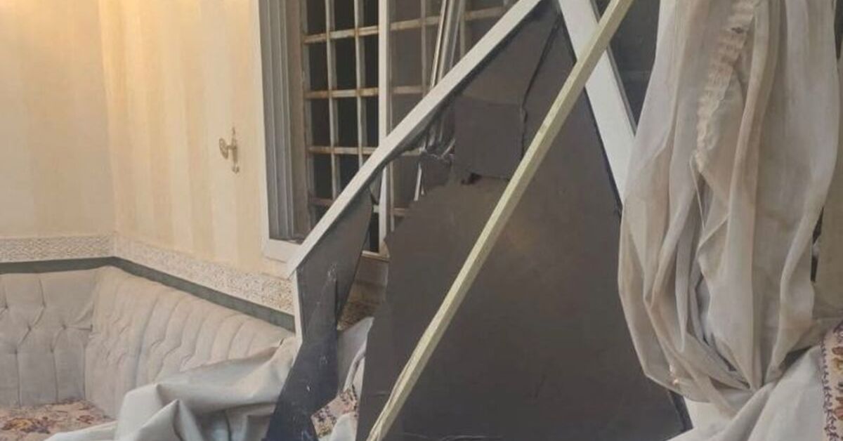 Damage inside a residential building, which according to authorities was one of the 15 residential home that suffered damages on October 13, in Riyadh
