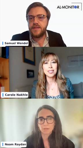 Speakers from Iran war energy event: Samuel Wendel, Dr. Carole Nakhle, and Noam Raydan