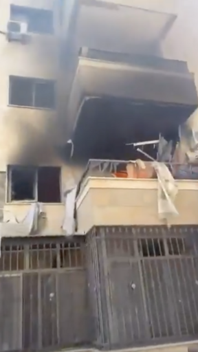 Image of building targeted in Beirut's southern suburbs by Israeli strike
