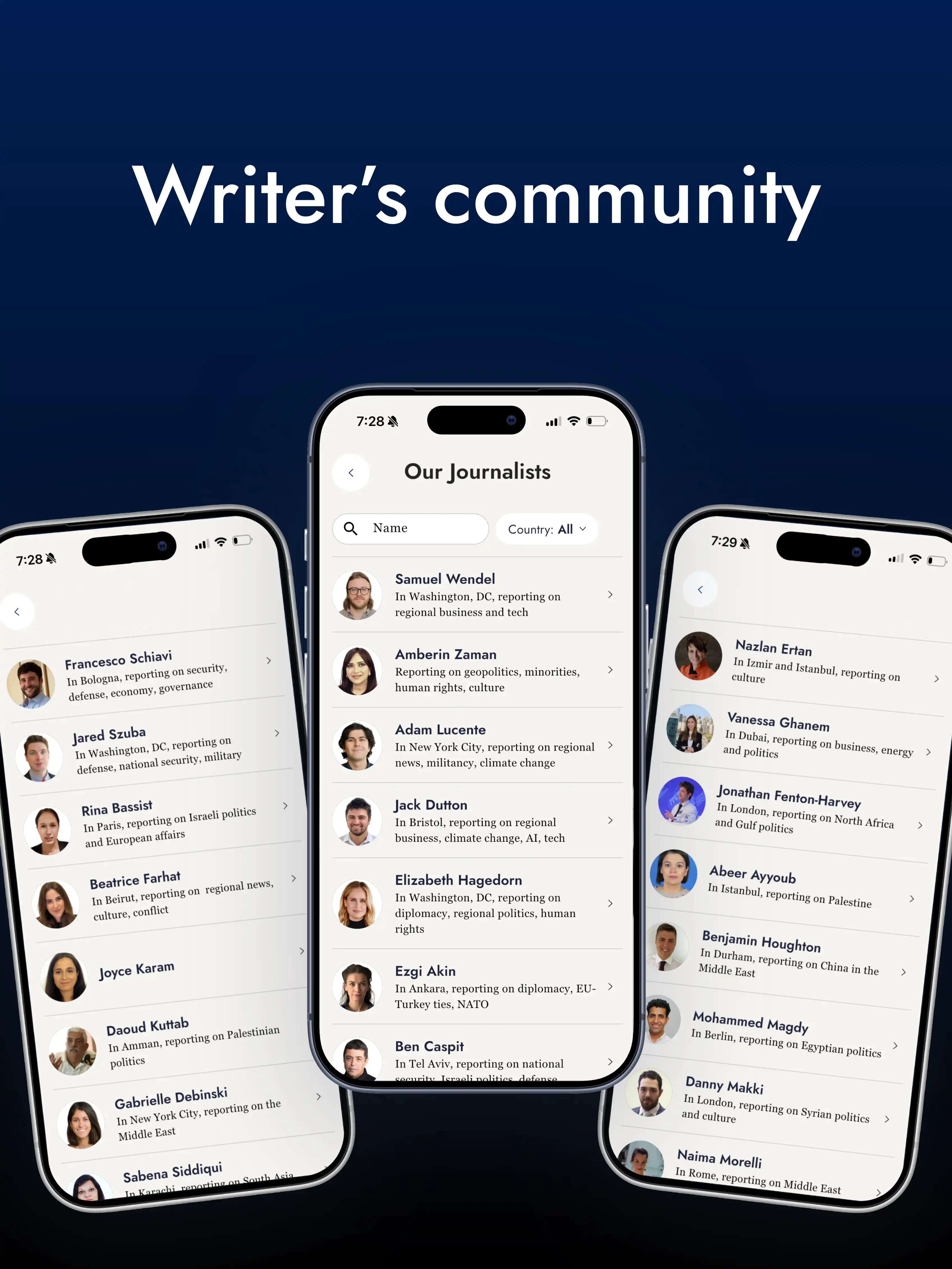 a visual list showing AL-MONITOR writers